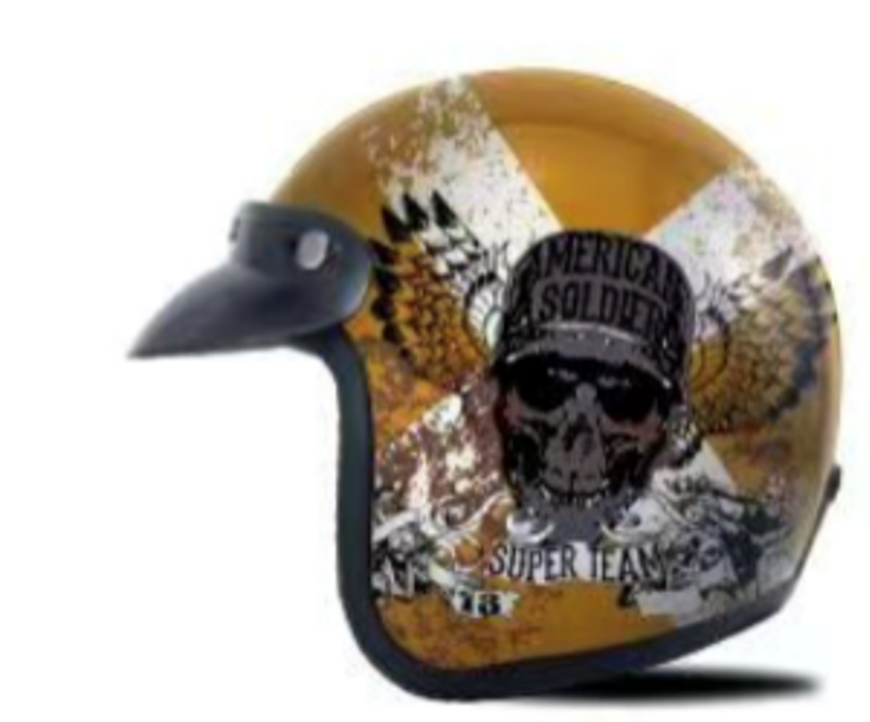 Helmet Open Face 3/4 OF-701 Skull on wings